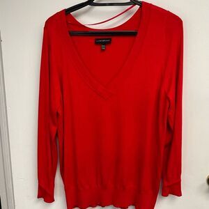 Lane Bryant V-Neck‎ Sweater Long Sleeve Knit Top Red Plus Size 18/20